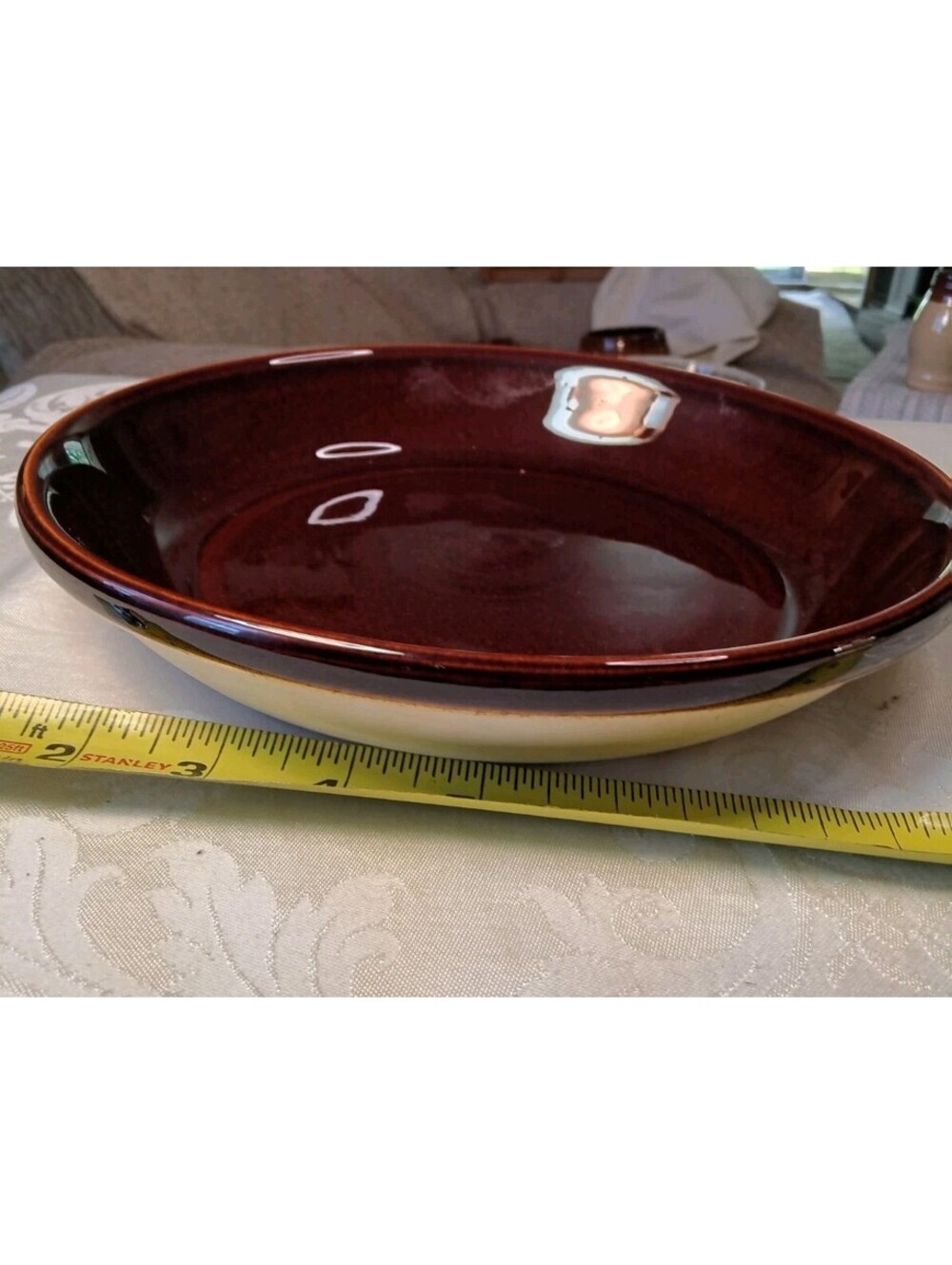 Vintage Stoneware 9 1/4" Baking Bowl / Pie Plate